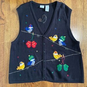 Bobbie Brooks Woman Bird Mitten Holiday Winter Sweater Vest Size 22W
